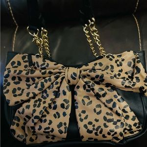 Betsey Johnson Leopard-print bow purse